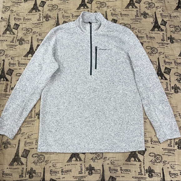 Eddie Bauer NWOT! Gray Polyester Fleece Quarter Zip Sweater Size TL - Picture 2 of 11